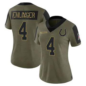 Women's Sam Ehlinger Indianapolis Colts Limited Olive 2021 Salute To Service Jersey