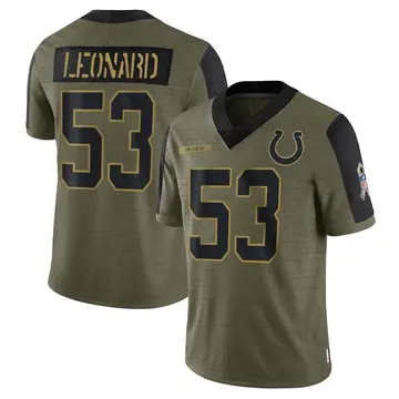 Youth Darius Leonard Indianapolis Colts Limited Olive 2021 Salute To Service Jersey
