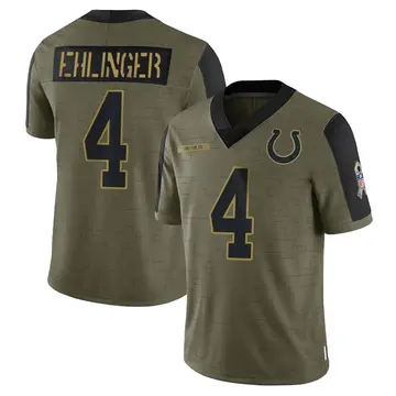 Youth Sam Ehlinger Indianapolis Colts Limited Olive 2021 Salute To Service Jersey
